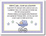 Pen At Hand Stick Figures Birth Announcements - Pram - Boy